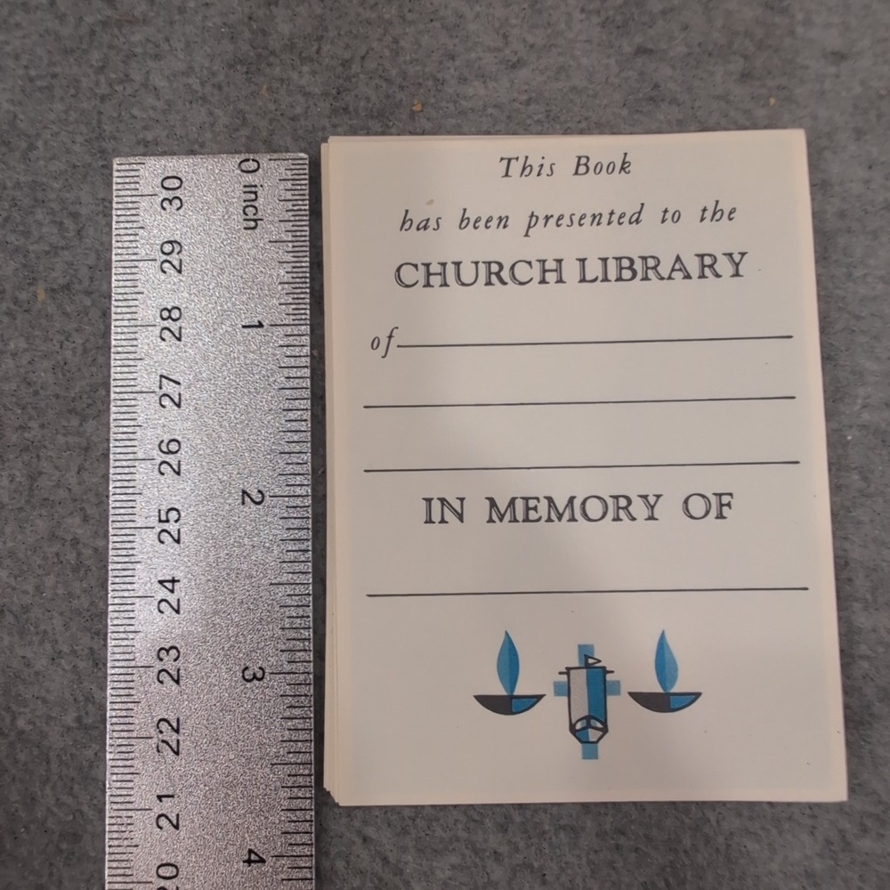 Lot of 25 Blank Vintage Church Library In Memory Of‎ Bookplates Religious Labels - Picture 2 of 3